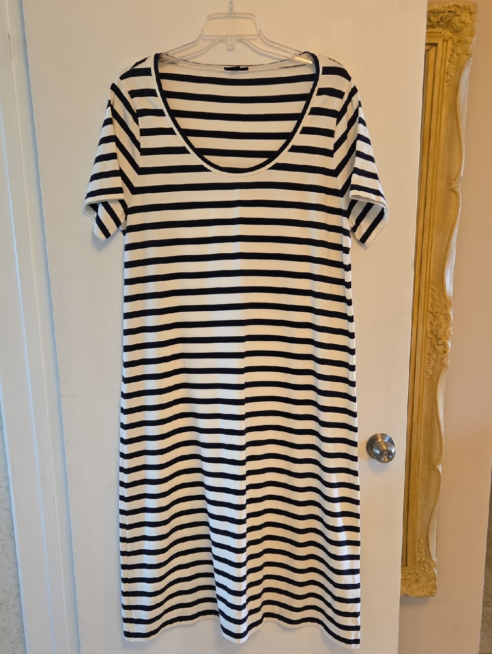 J Crew Black & White Stripe Maxi Dress 2X